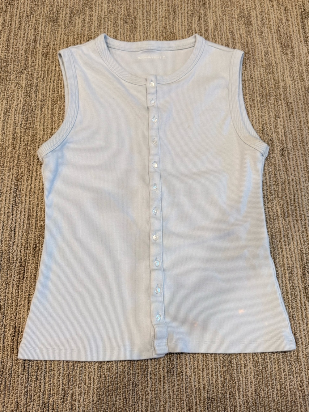 Abercrombie & Fitch Pale Blue Ribbed Button Tank